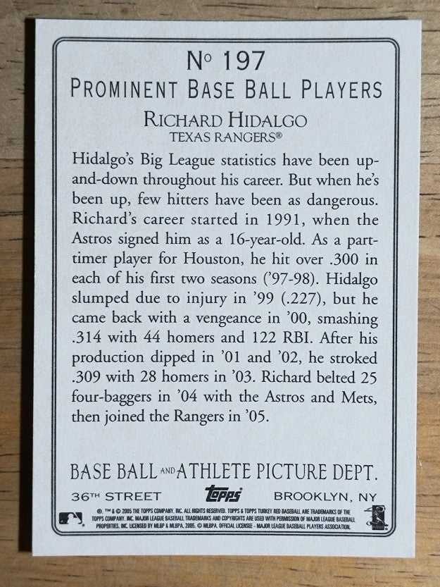 2005 Topps Turkey Red #197 Richard Hidalgo