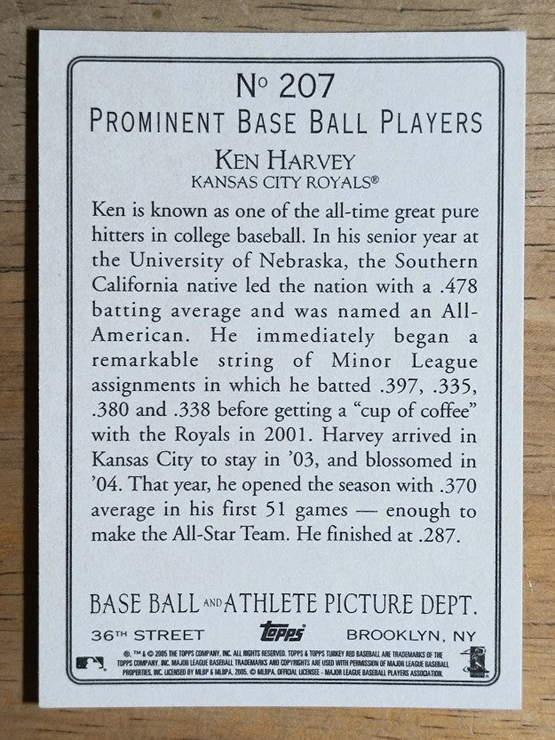 2005 Topps Turkey Red #207 Ken Harvey