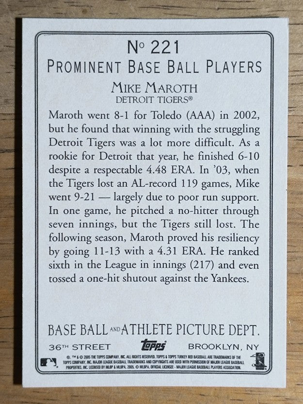 2005 Topps Turkey Red #221 Mike Maroth