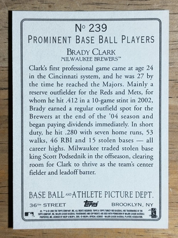 2005 Topps Turkey Red #239 Brady Clark