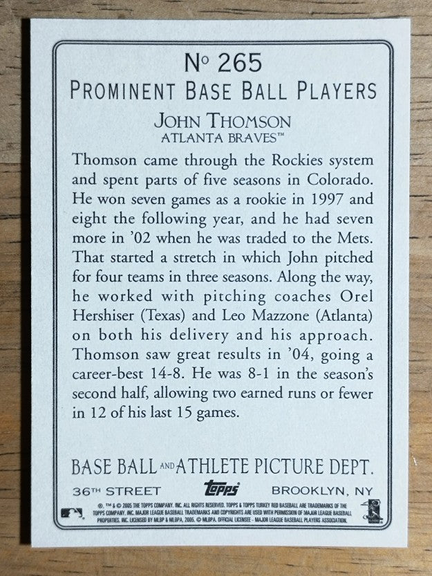 2005 Topps Turkey Red #265 John Thomson