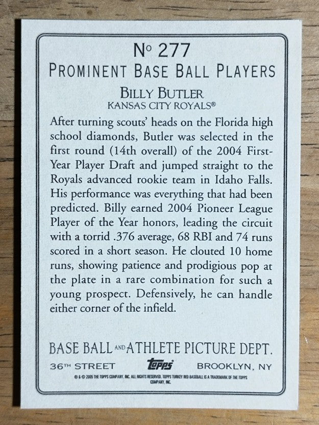 2005 Topps Turkey Red #277 Billy Butler RC