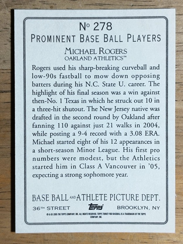 2005 Topps Turkey Red #278 Michael Rogers RC