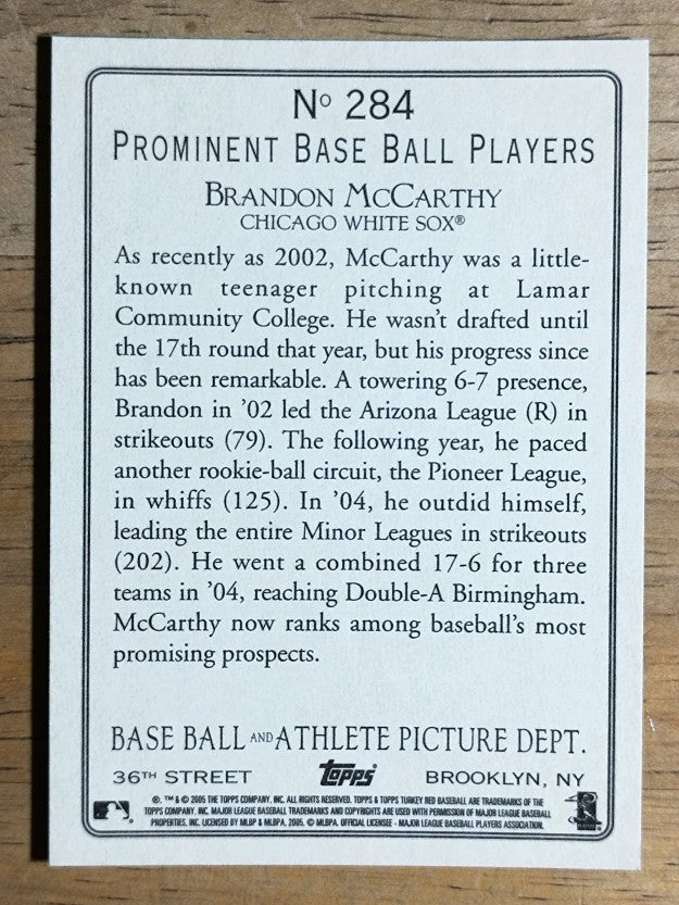 2005 Topps Turkey Red #284 Brandon McCarthy RC