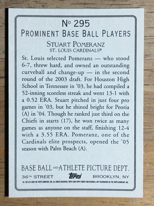 2005 Topps Turkey Red #295 Stuart Pomeranz RC