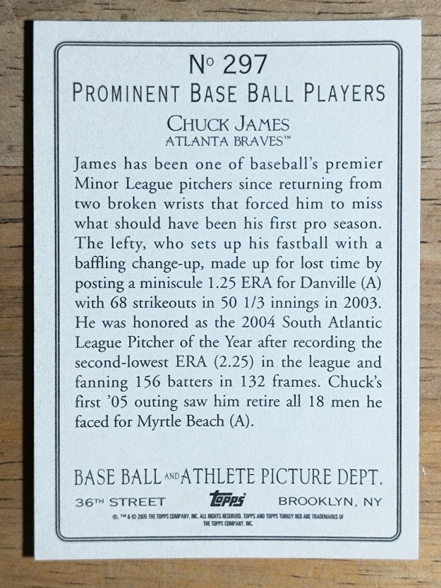 2005 Topps Turkey Red #297 Chuck James RC