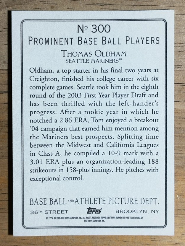 2005 Topps Turkey Red #300 Thomas Oldham RC