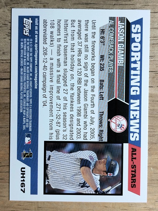 2005 Topps Update #167 Jason Giambi Comeback