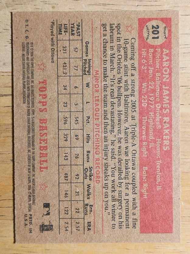 2006 Topps '52 #201 Aaron Rakers