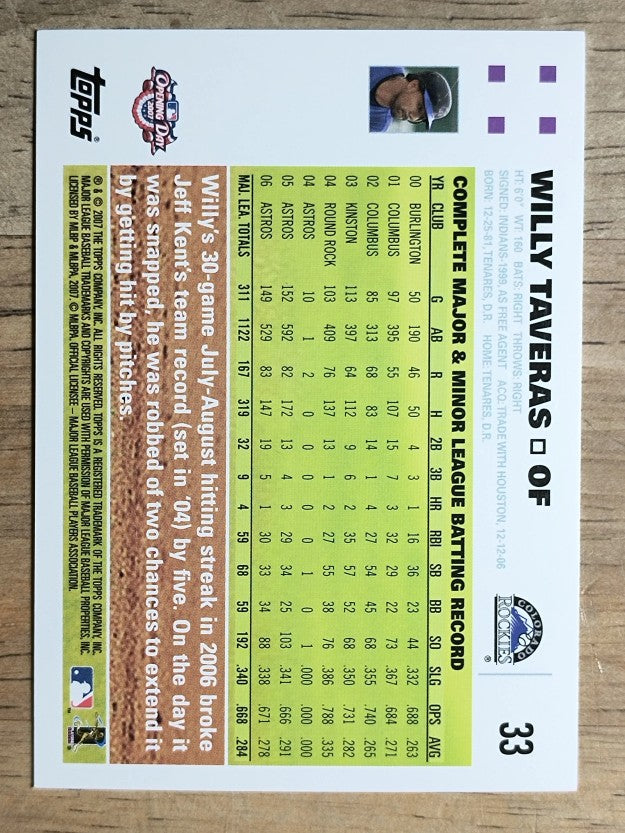 2007 Topps Opening Day #33 Willy Taveras