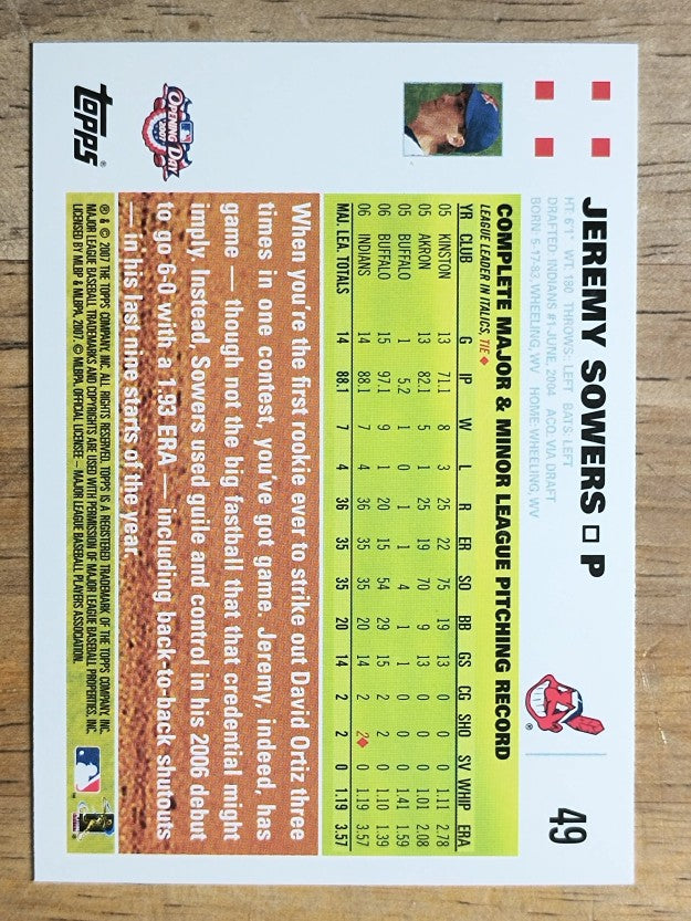 2007 Topps Opening Day #49 Jeremy Sowers