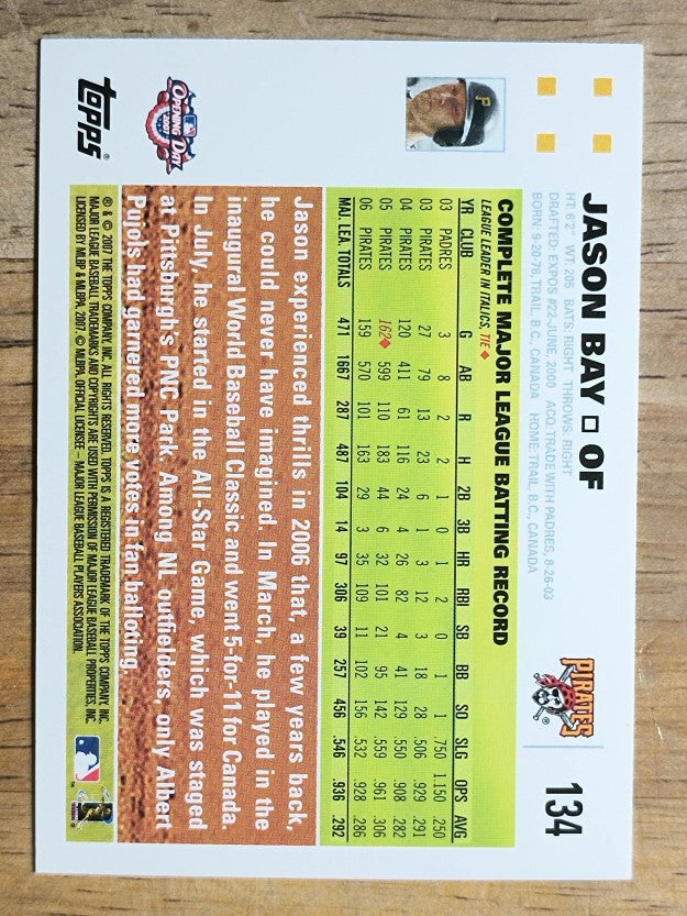 2007 Topps Opening Day #134 Jason Bay
