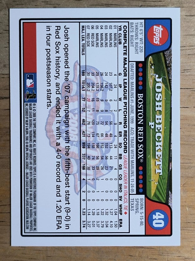 2008 Topps Opening Day #40 Josh Beckett
