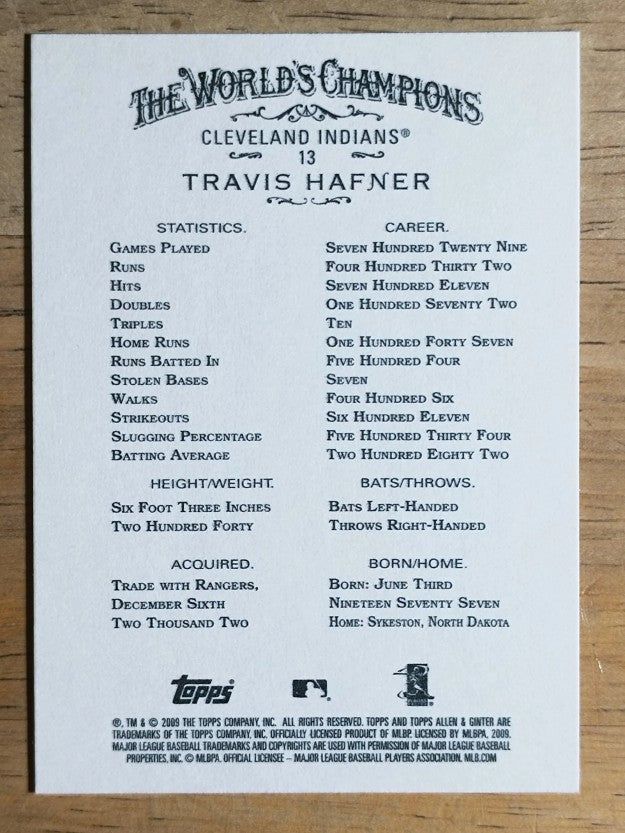 2009 Topps Allen and Ginter #13 Travis Hafner