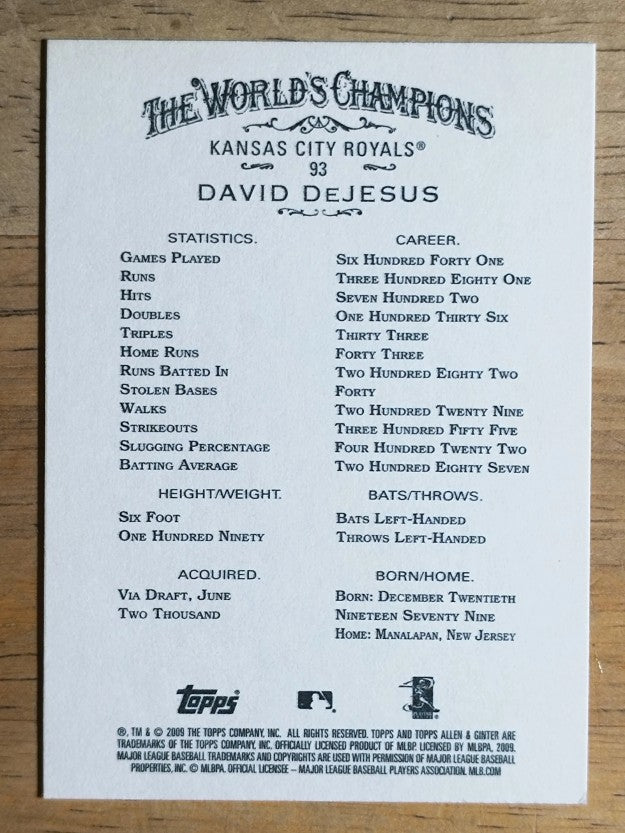 2009 Topps Allen and Ginter #93 David DeJesus