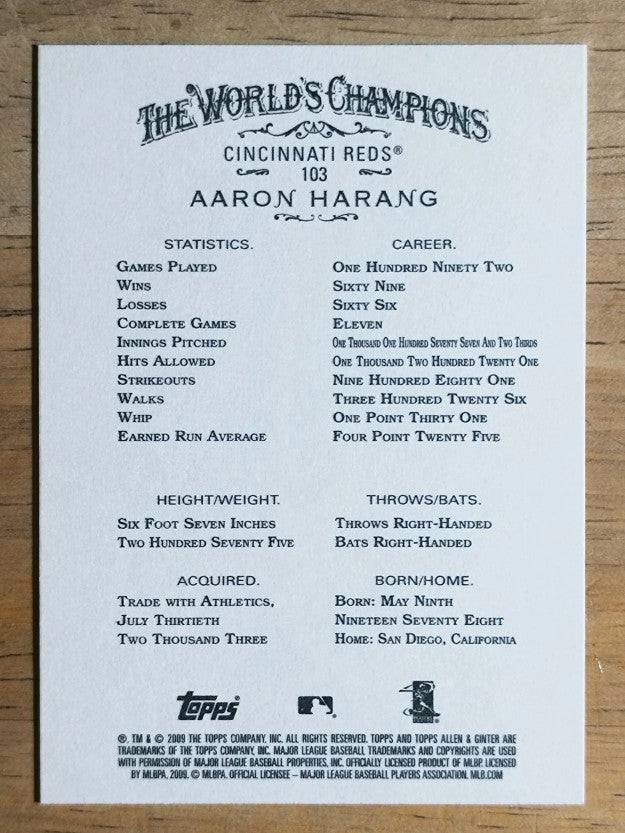 2009 Topps Allen and Ginter #103 Aaron Harang