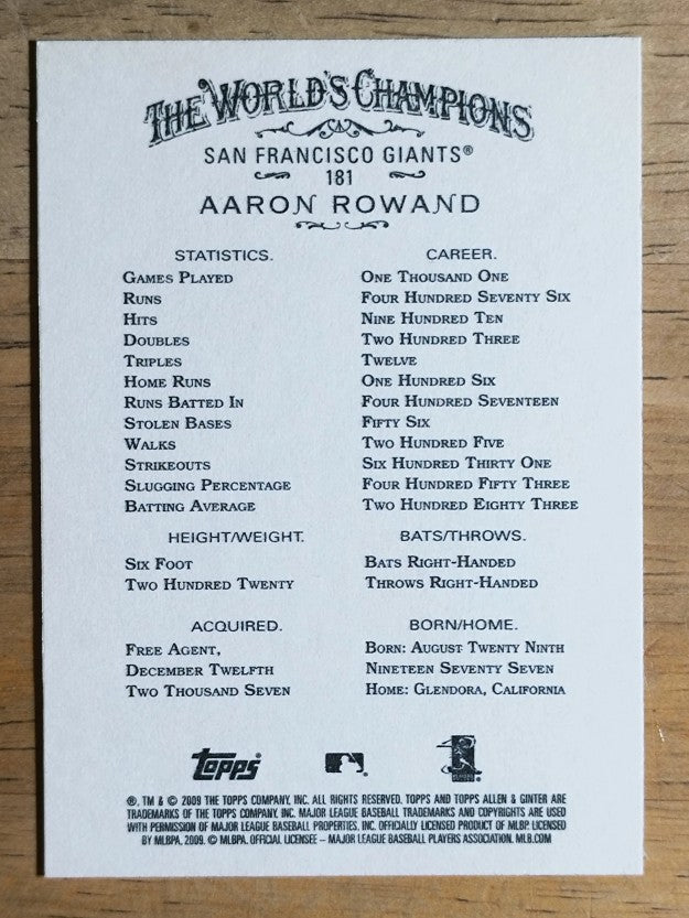 2009 Topps Allen and Ginter #181 Aaron Rowand