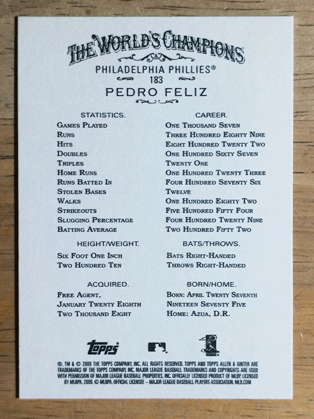 2009 Topps Allen and Ginter #183 Pedro Feliz