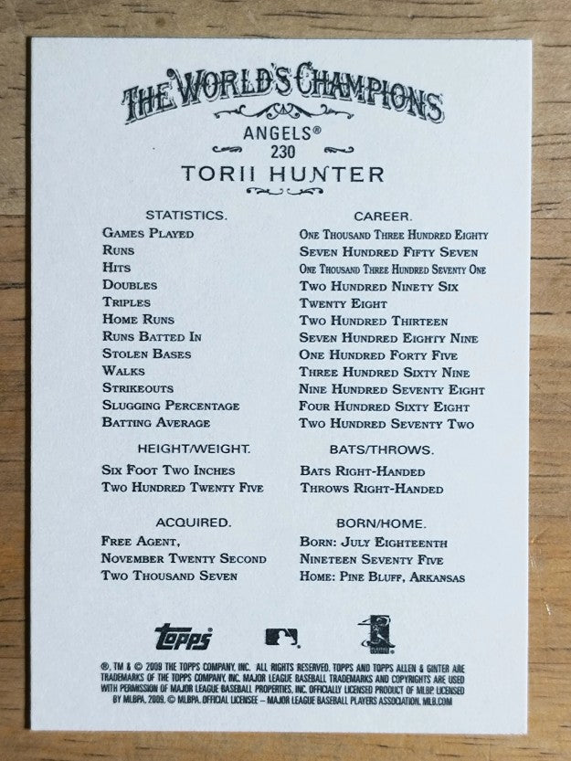 2009 Topps Allen and Ginter #230 Torii Hunter