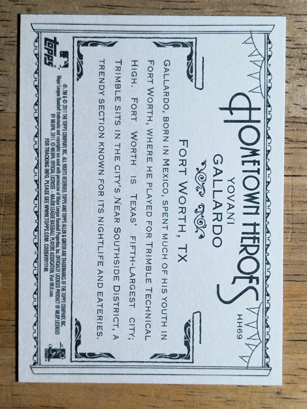 2011 Topps Allen and Ginter Hometown Heroes #HH69 Yovani Gallardo