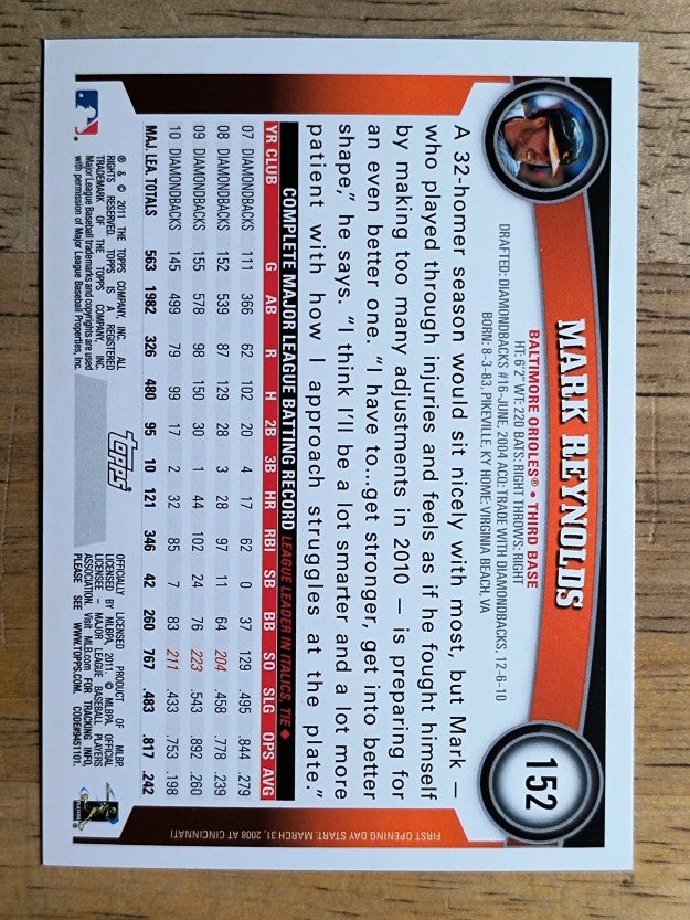 2011 Topps Opening Day #152 Mark Reynolds
