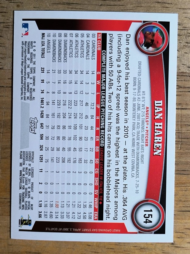 2011 Topps Opening Day #154 Dan Haren