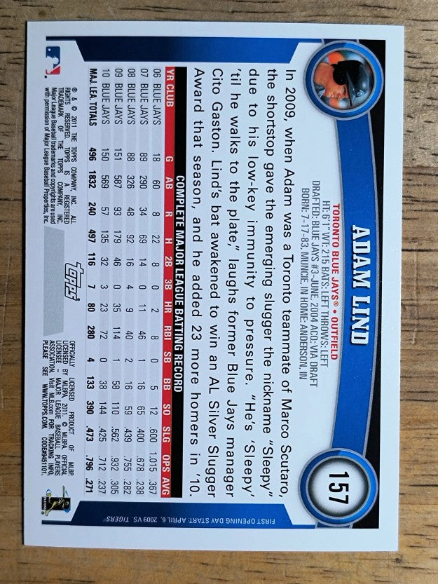 2011 Topps Opening Day #157 Adam Lind