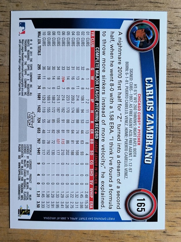 2011 Topps Opening Day #165 Carlos Zambrano