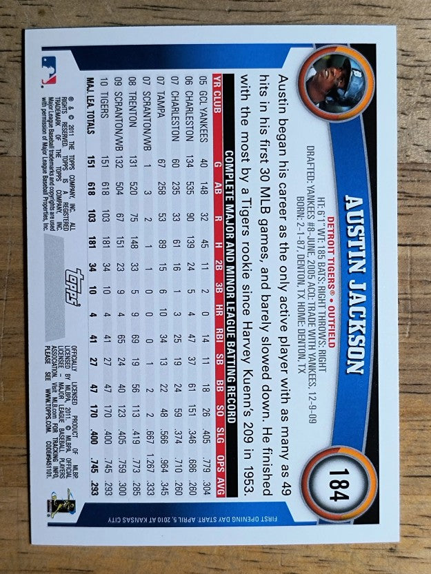 2011 Topps Opening Day #184 Austin Jackson