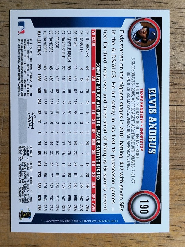 2011 Topps Opening Day #190 Elvis Andrus