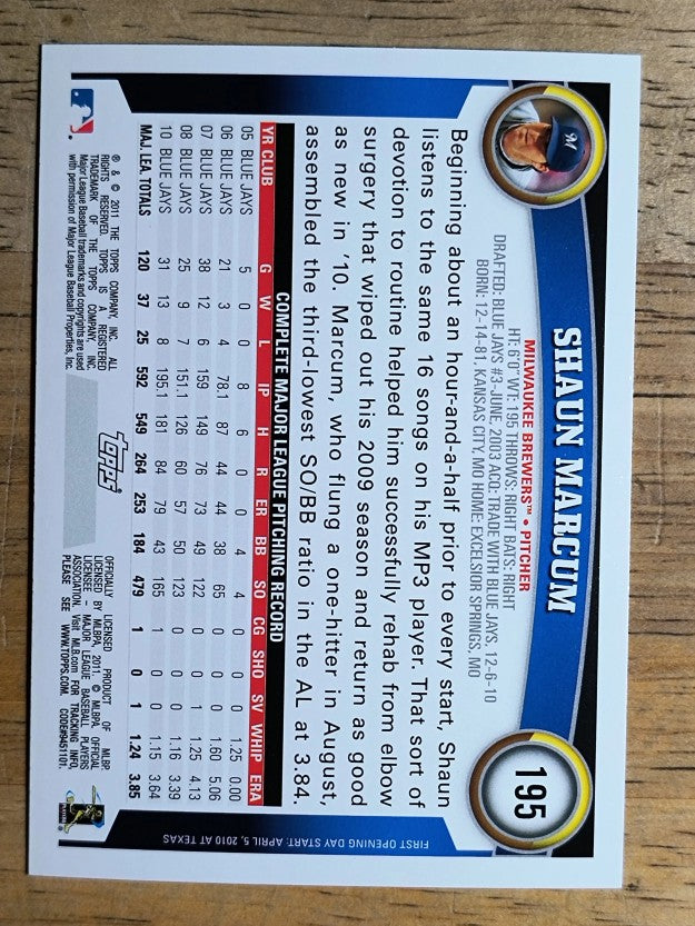 2011 Topps Opening Day #195 Shaun Marcum