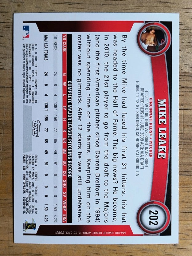 2011 Topps Opening Day #202 Mike Leake