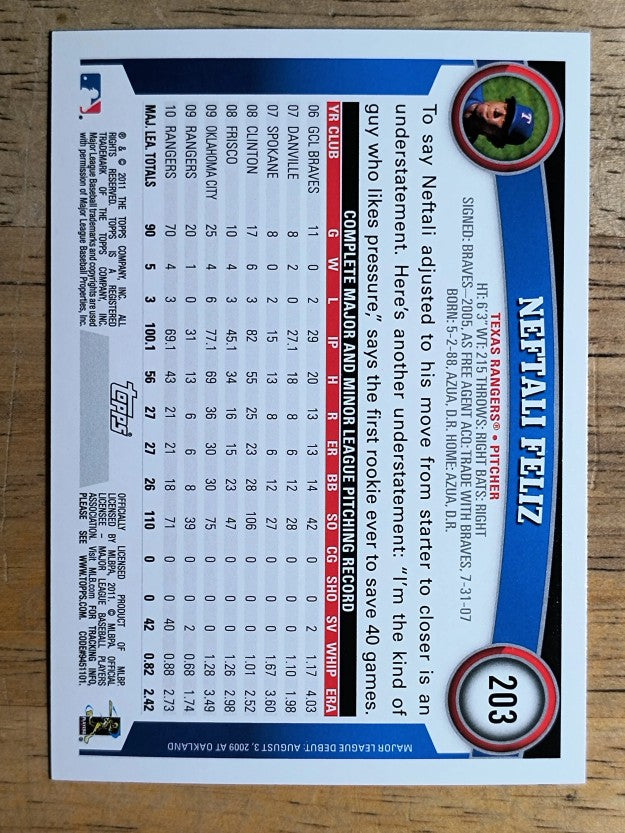 2011 Topps Opening Day #203 Neftali Feliz