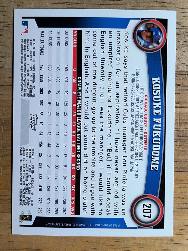 2011 Topps Opening Day #207 Kosuke Fukudome