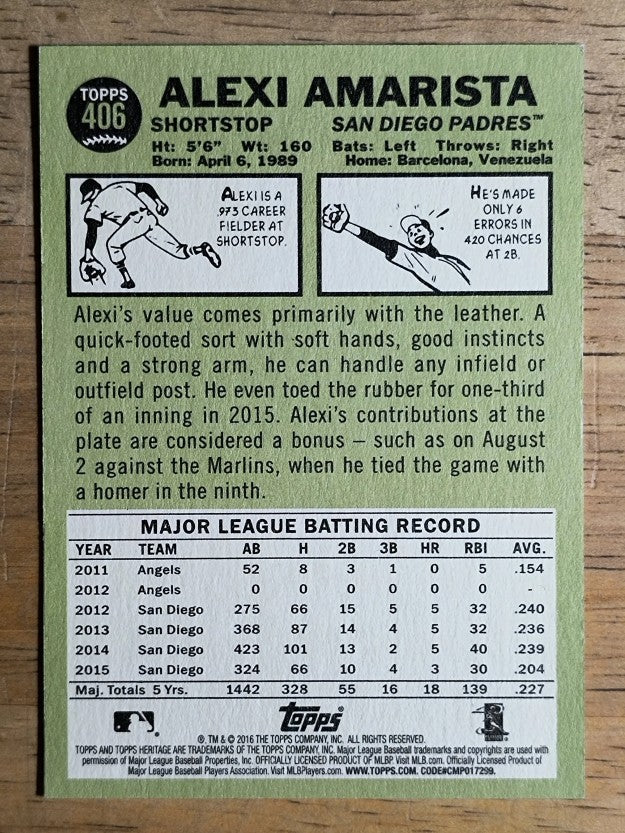 2016 Topps Heritage #406 Alexi Amarista