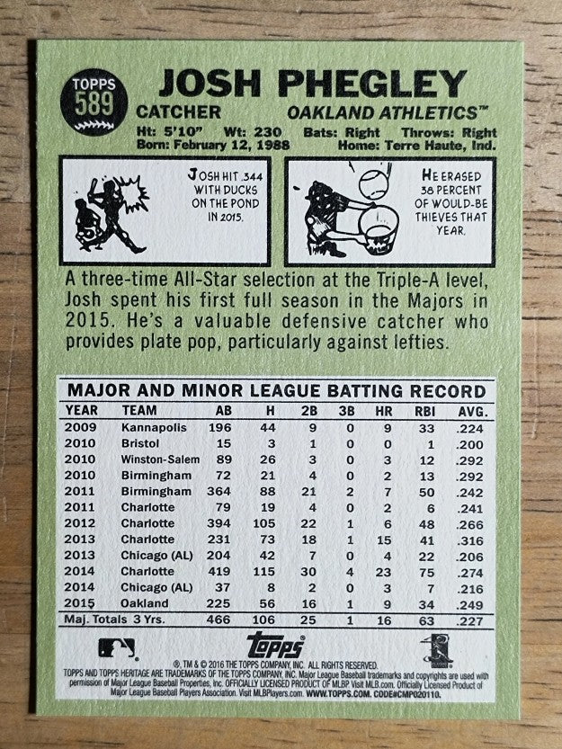 2016 Topps Heritage #589 Josh Phegley