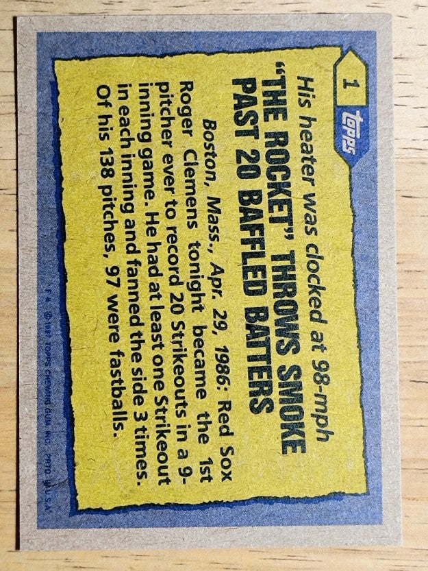 1987 Topps #1 Roger Clemens RB