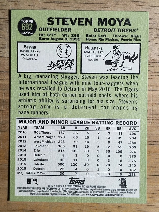 2016 Topps Heritage #692 Steven Moya