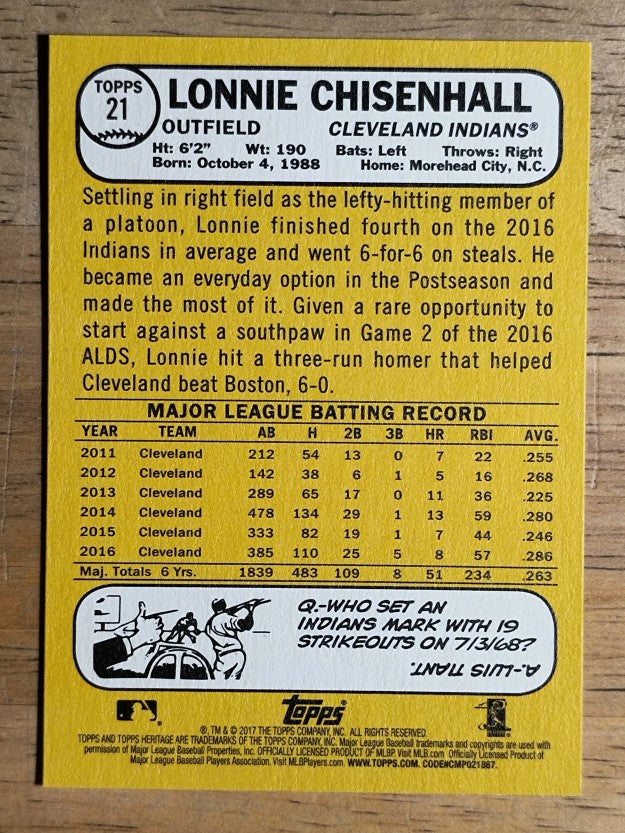 2017 Topps Heritage #21 Lonnie Chisenhall