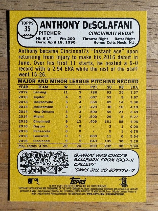 2017 Topps Heritage #35 Anthony DeSclafani