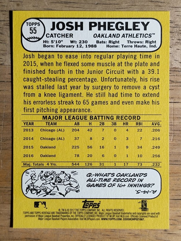 2017 Topps Heritage #55 Josh Phegley