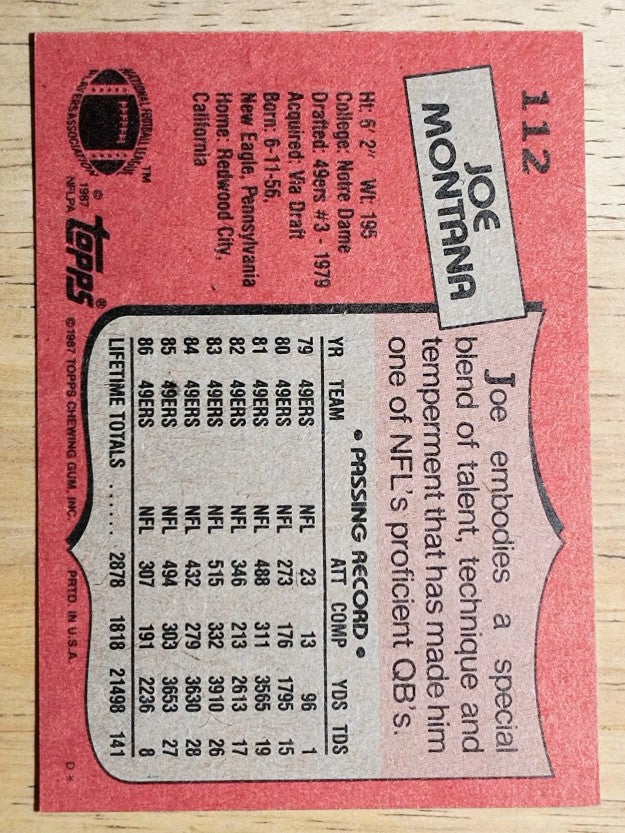 1987 Topps #112 Joe Montana
