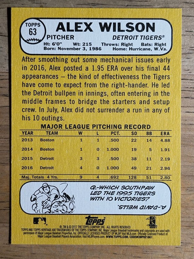 2017 Topps Heritage #63 Alex Wilson