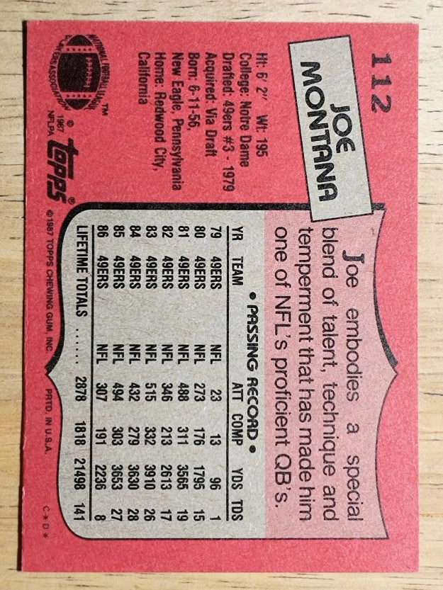 1987 Topps #112 Joe Montana