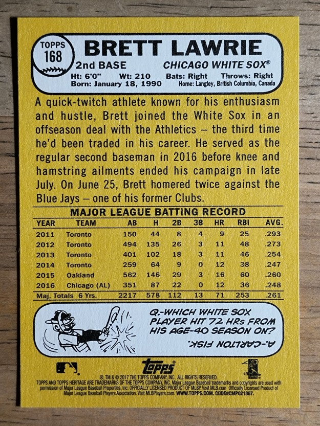 2017 Topps Heritage #168 Brett Lawrie