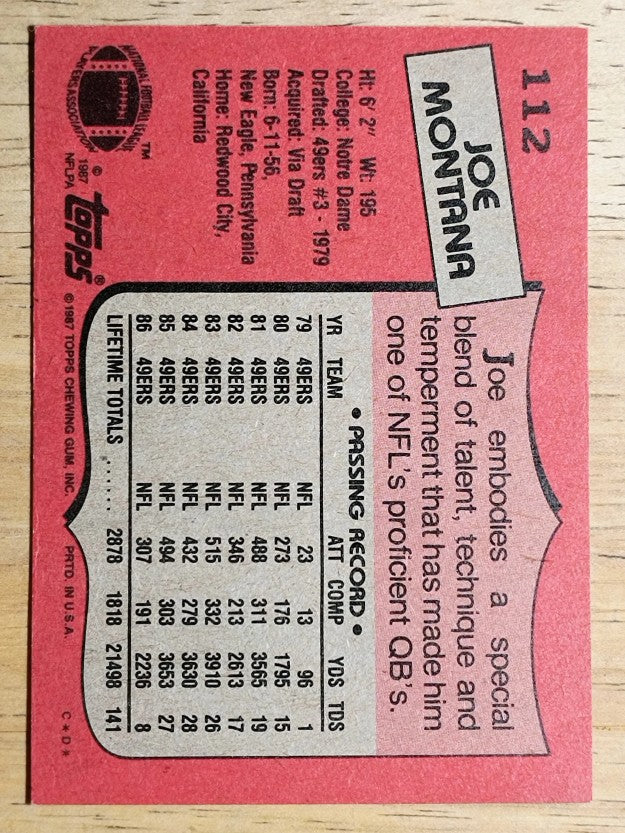 1987 Topps #112 Joe Montana