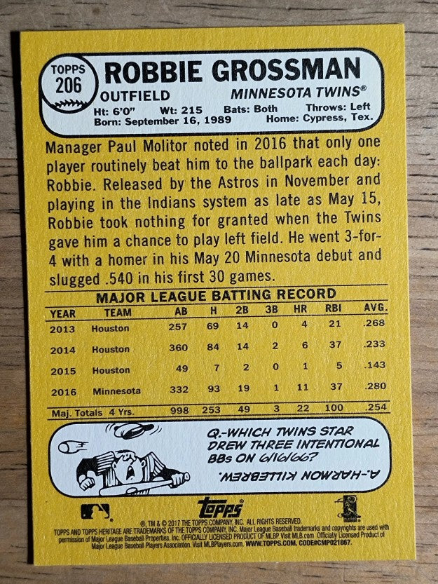 2017 Topps Heritage #206 Robbie Grossman
