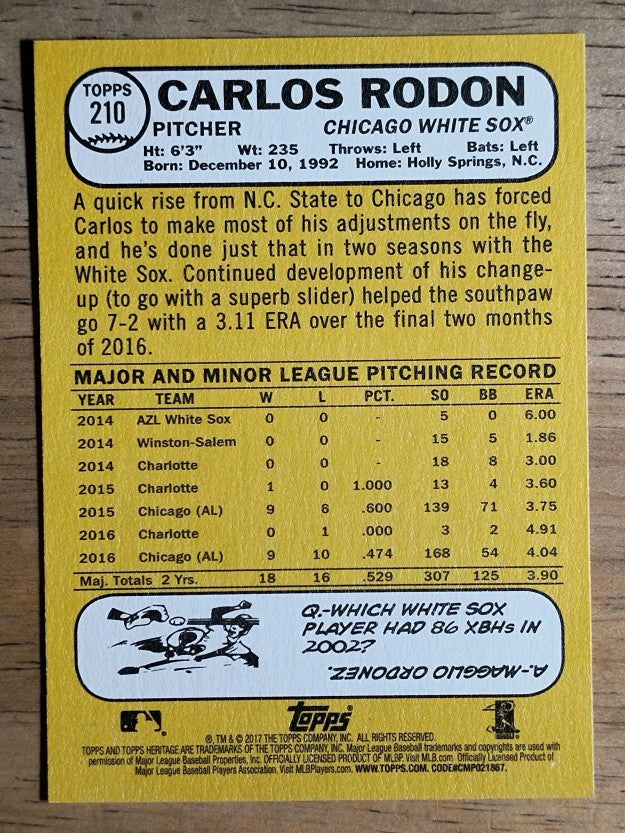 2017 Topps Heritage #210 Carlos Rodon