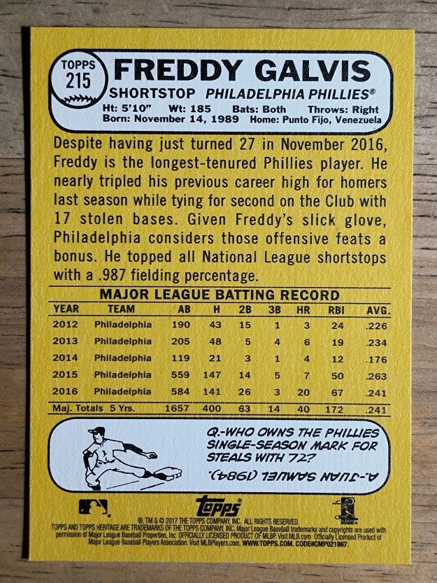 2017 Topps Heritage #215 Freddy Galvis