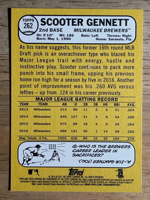2017 Topps Heritage #262 Scooter Gennett